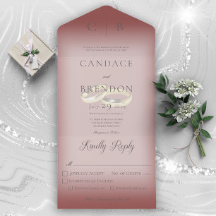 Invitación Todo En Uno Boda Anda Moderna Cena Borgoña