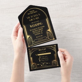 Invitación Todo En Uno Boda Art Deco Nouveau