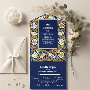 Invitación Todo En Uno Boda Art Nouveau clásico
