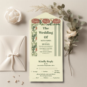 Invitación Todo En Uno Boda Art Nouveau clásico