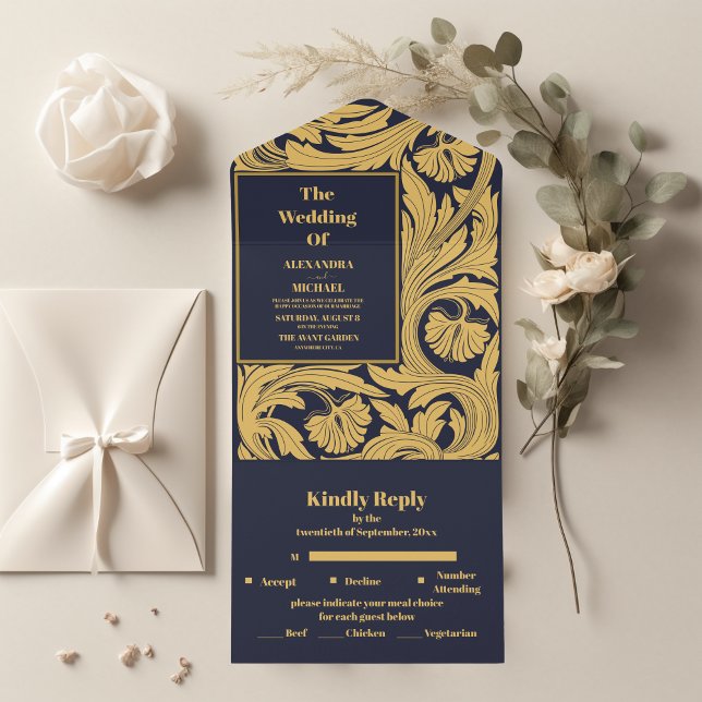 Invitación Todo En Uno Boda Art Nouveau clásico (Subido por el creador)