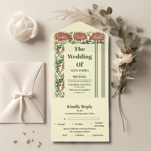 Invitación Todo En Uno Boda Art Nouveau clásico (Subido por el creador)