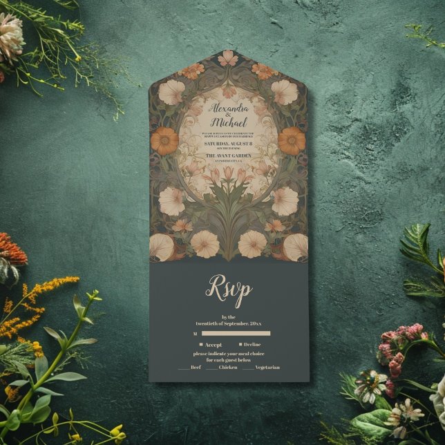 Invitación Todo En Uno Boda Art Nouveau encantado (Subido por el creador)