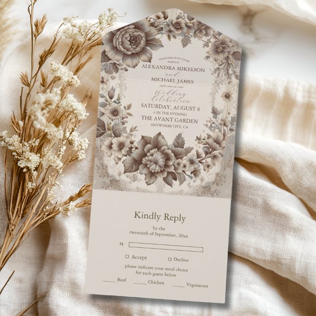 Invitación Todo En Uno Boda Art Nouveau vintage (Subido por el creador)