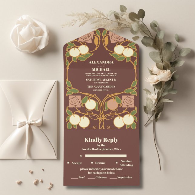 Invitación Todo En Uno Boda Art Nouveau vintage (Subido por el creador)