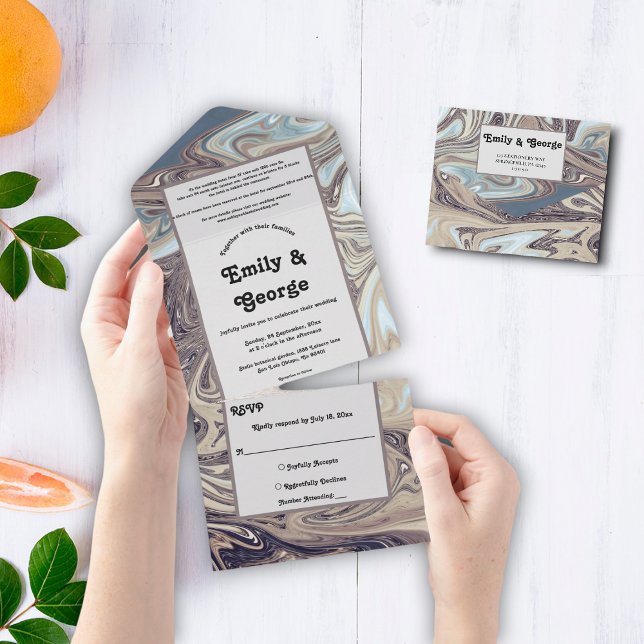 Invitación Todo En Uno Boda artístico mínimo bohemio de tono terrestre ab (Subido por el creador)