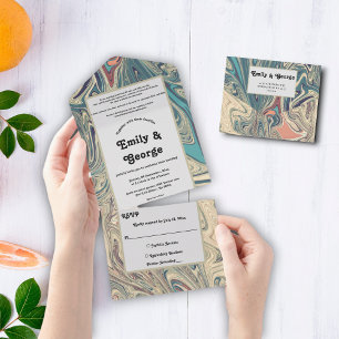 Invitación Todo En Uno Boda artístico mínimo grisáceo bohemio