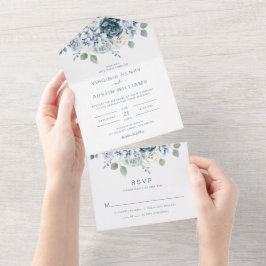 Invitación Todo En Uno Boda azul
