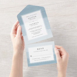 Invitación Todo En Uno Boda azul moderno