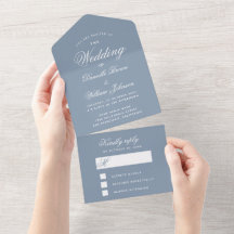 Boda Azul Polvoriento Elegante Caligrafía Script R