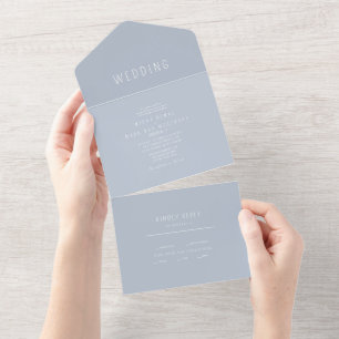Invitación Todo En Uno Boda azul turbio y contemporáneo