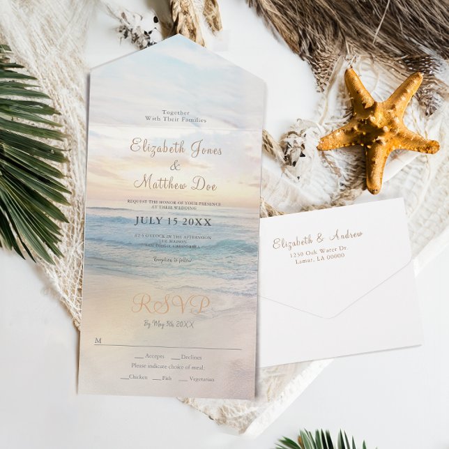Invitación Todo En Uno Boda Beach Seaside Sunrise (Subido por el creador)