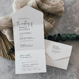 Invitación Todo En Uno Boda blanco y negro de Moda moderna