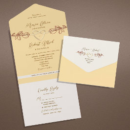 Invitación Todo En Uno Boda Bohemia de Primavera