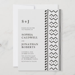 Invitación Todo en uno Boda Bohemia Moderna Monograma de tela