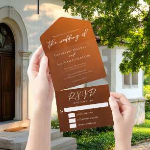 Invitación Todo En Uno Boda bohemia, Naranja quemado ruso