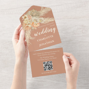 Invitación Todo En Uno Boda Bohemiano Moderno De Terracota Todo En Un Inv