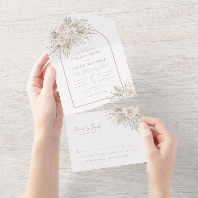 Invitación Todo En Uno Boda Boho (desgarro)