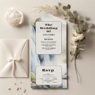 Invitación Todo En Uno Boda Boho de la cascada de las montañas rusas
