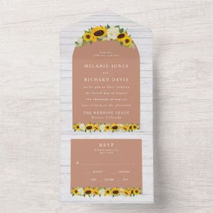 Invitación Todo En Uno Boda Boho Farmhouse de Girasoles