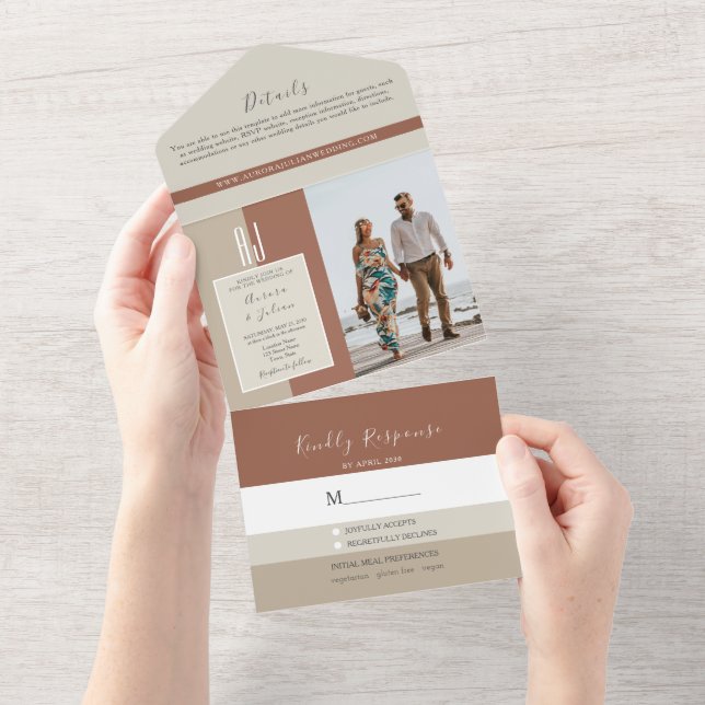 Invitación Todo En Uno Boda Boho moderno simple (desgarro)