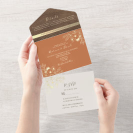 Invitación Todo En Uno Boda Boho Terracota