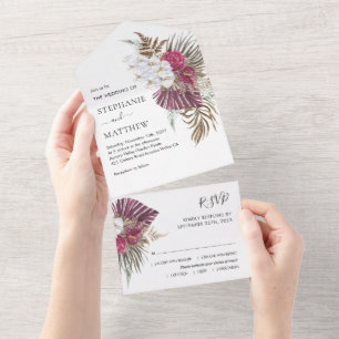 Invitación Todo En Uno Boda Boho Tropical Orquídea