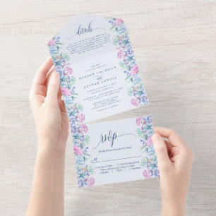 Invitación Todo En Uno Boda Botánica de Acuarela de Suculentas