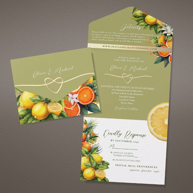 Invitación Todo En Uno Boda Botánica de Cítricos (Subido por el creador)