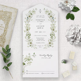 Invitación Todo En Uno Boda Botánica Elegante