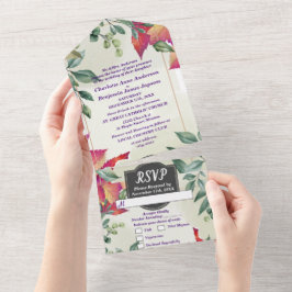 Invitación Todo En Uno Boda Botánica Elegante Hojas de Otoño