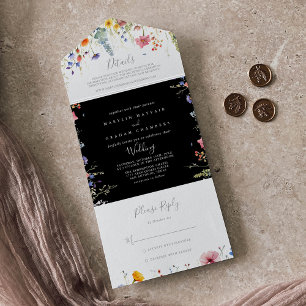 Invitación Todo En Uno Boda Botánica en Prado Rústico