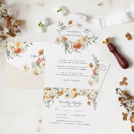 Invitación Todo En Uno Boda Botánica Floral Boho Verdor