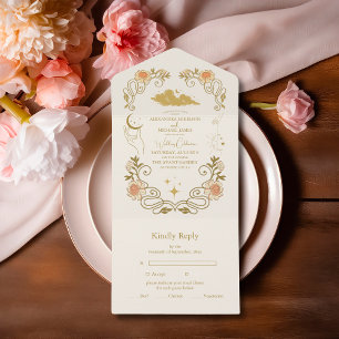 Invitación Todo En Uno Boda Botánica Mística Vintage