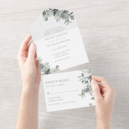 Invitación Todo En Uno Boda botánico acuarela