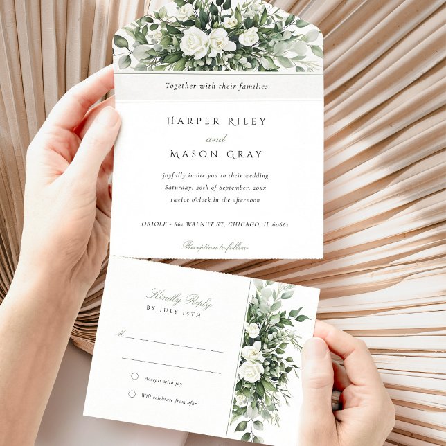 Invitación Todo En Uno Boda botánico con RSVP desechable (Subido por el creador)