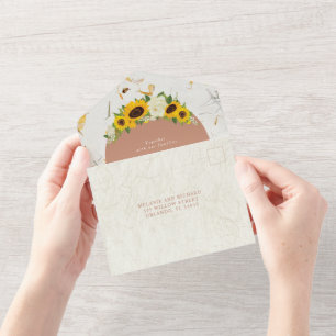 Invitación Todo En Uno Boda botánico de girasol