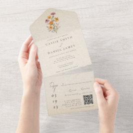 Invitación Todo En Uno Boda Botánico del Jardín de Flores Silvestres de C