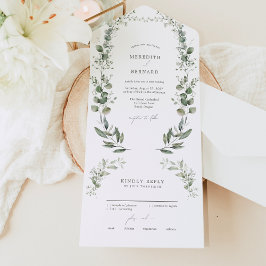 Invitación Todo En Uno Boda Botánico Sencillo Elegante