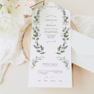 Invitación Todo En Uno Boda Botánico Sencillo Elegante