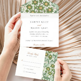 Invitación Todo En Uno Boda botánico todo en uno despedazado RSVP