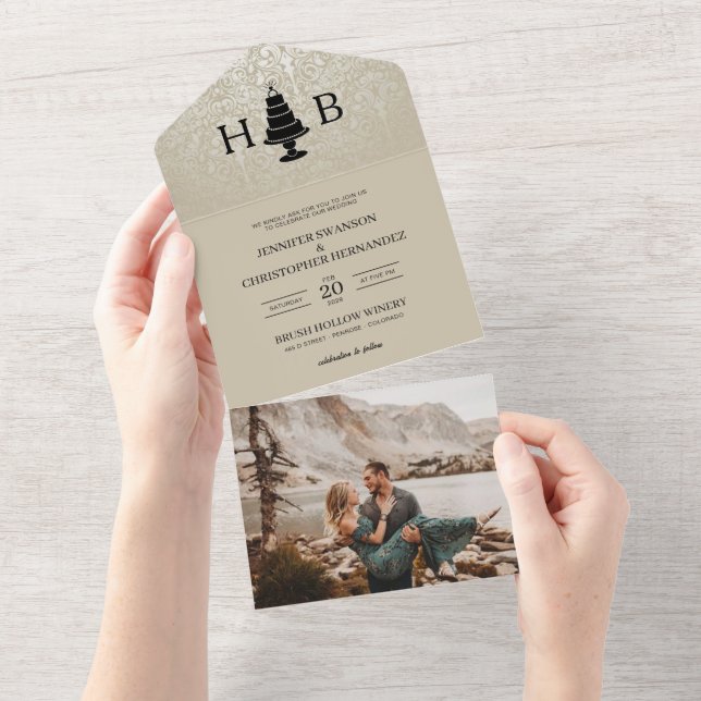 Invitación Todo En Uno Boda Cake (desgarro)