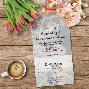 Invitación Todo En Uno Boda campestre elegante foto rústica