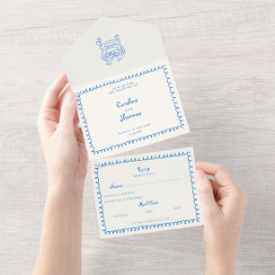 Invitación Todo En Uno Boda caprichosa garabato chic todo en uno