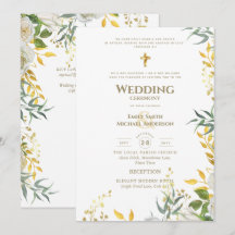 Todo en uno Boda Católica de Verde y Oro Blanco