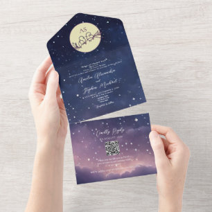 Invitación Todo En Uno Boda Celestial Elegante