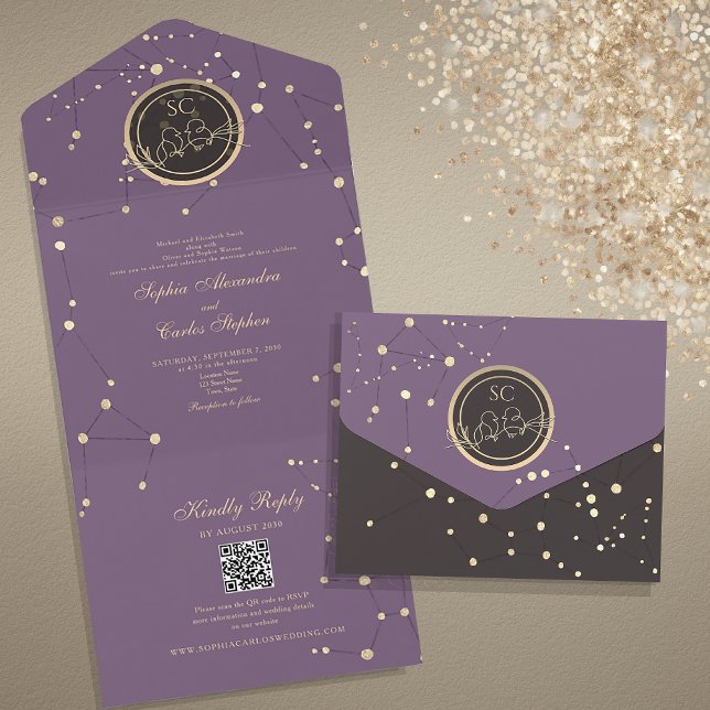 Invitación Todo En Uno Boda Celestial Elegante (Subido por el creador)