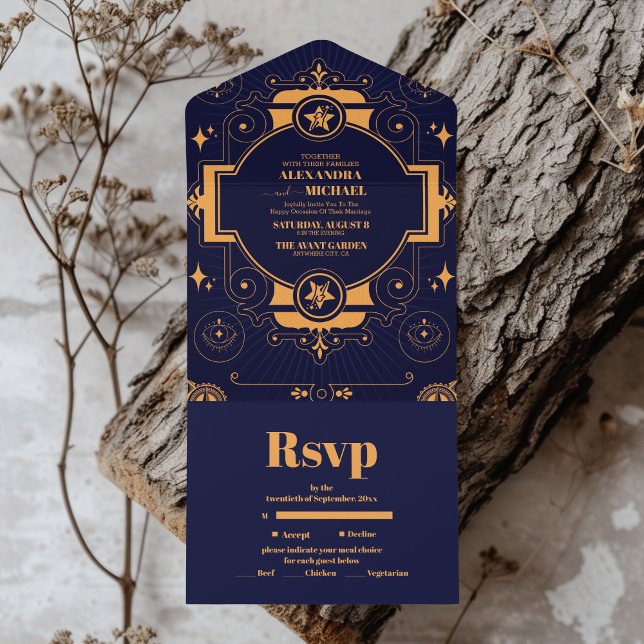 Invitación Todo En Uno Boda Celestial Elegante (Subido por el creador)