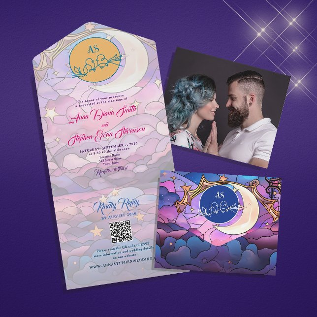 Invitación Todo En Uno Boda Celestial Única (Subido por el creador)