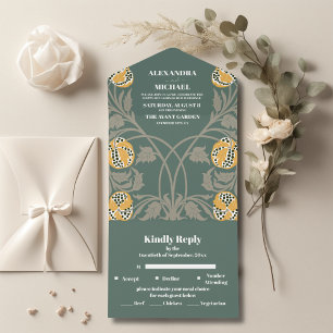 Invitación Todo En Uno Boda Clásica Art Nouveau